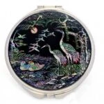 A Noble Crane, Mandarin Duck & Wild Goose Hand Mirror Big - Mandarin Duck Jangsaeng / Made In Korea - EmpressKorea