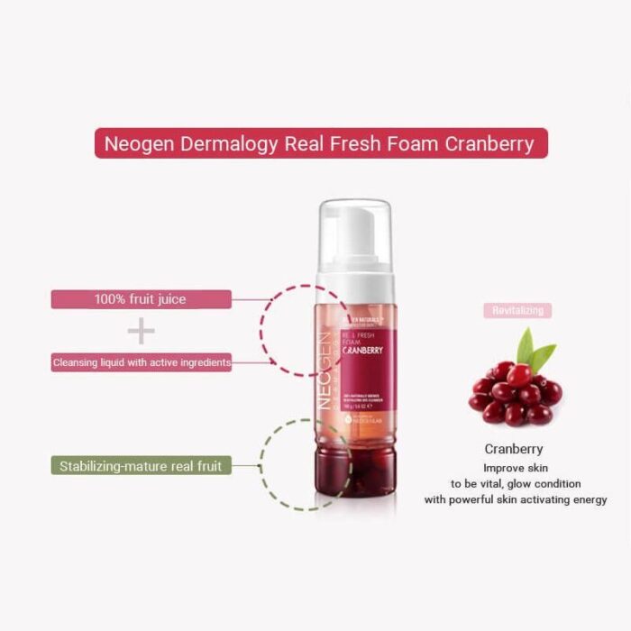 NEOGEN Real Fresh Foam Cleanser Cranberry 160g - EmpressKorea