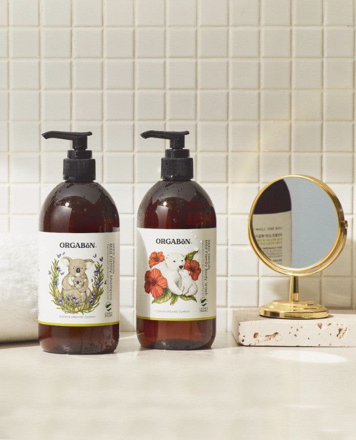 ORGABON Organic Family Clean Shower 2-piece Set (Shampoo380ml + Body Wash380ml) - EmpressKorea