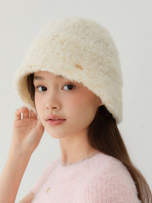 OVLA wool blended cotton candy knit bucket hat - EmpressKorea