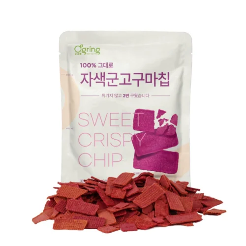 Ogring Non-fried purple roasted sweet potato chips, 100% sweet potato healthy snack, 40g, 6 pieces - EmpressKorea