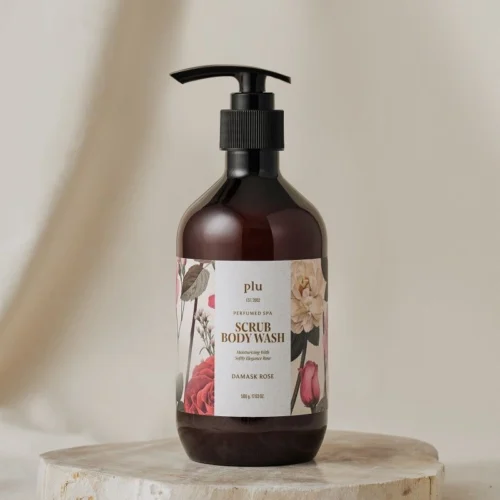 Plu Perfumed Spa Scrub Body Wash Damask Rose 500g - EmpressKorea
