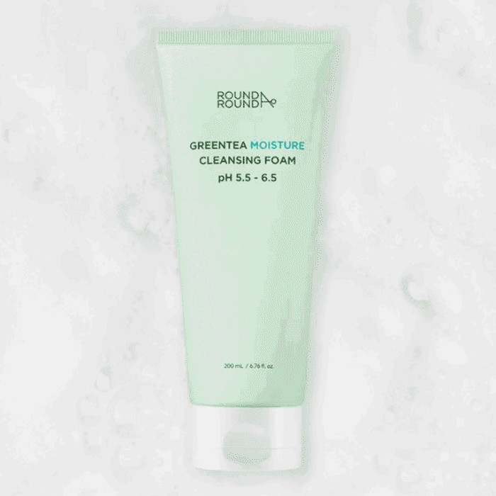 ROUND A'ROUND Green Tea Moisture Cleansing Foam 200ml - EmpressKorea