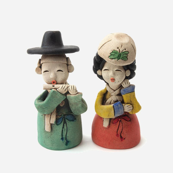Red Clay Doll - Little Scholar and Eoudong - Made in Korea - EmpressKorea