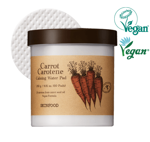 SKINFOOD CARROT CAROTENE CALMING WATER PAD 250g (60Pads) - EmpressKorea