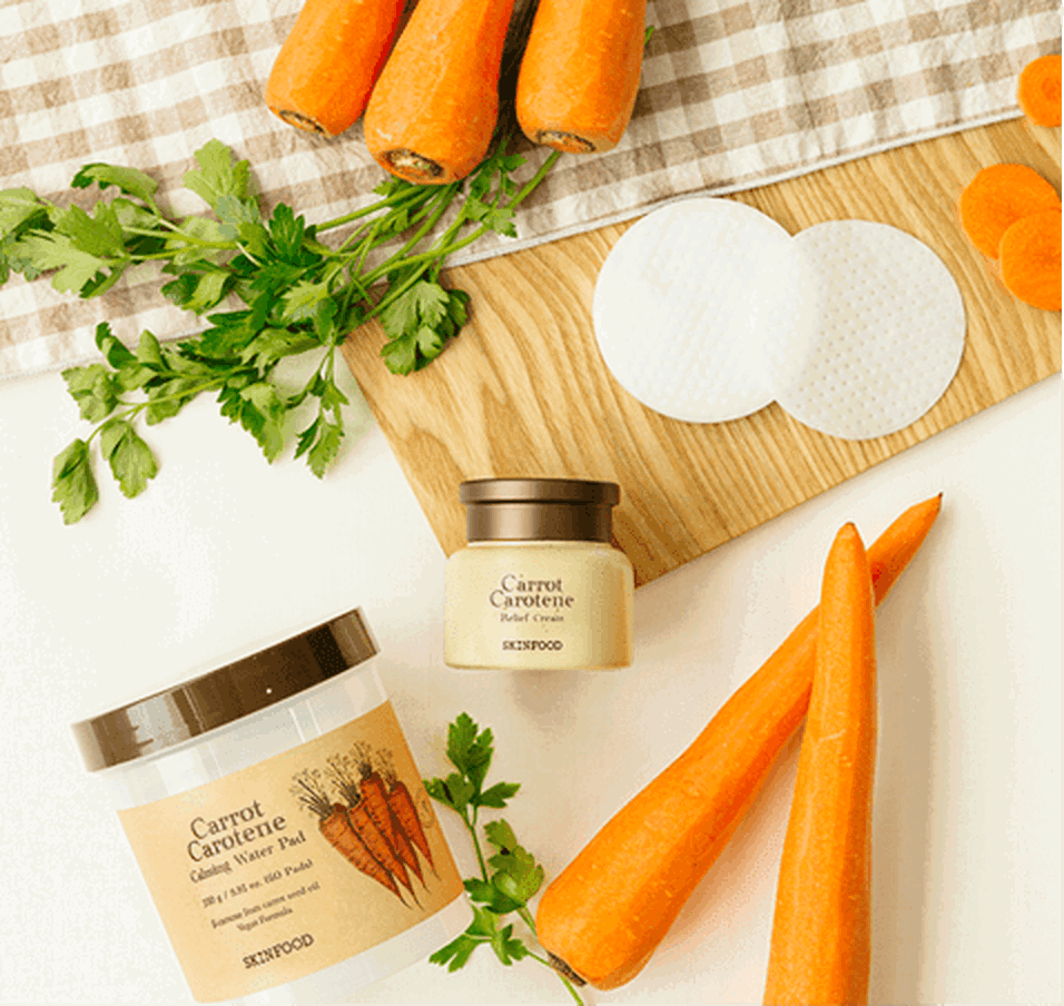 SKINFOOD CARROT CAROTENE CALMING WATER PAD 250g (60Pads) - EmpressKorea