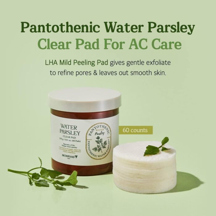 SKINFOOD Pantothenic Water Parsley Clear Pad 250ml 60Pads - EmpressKorea