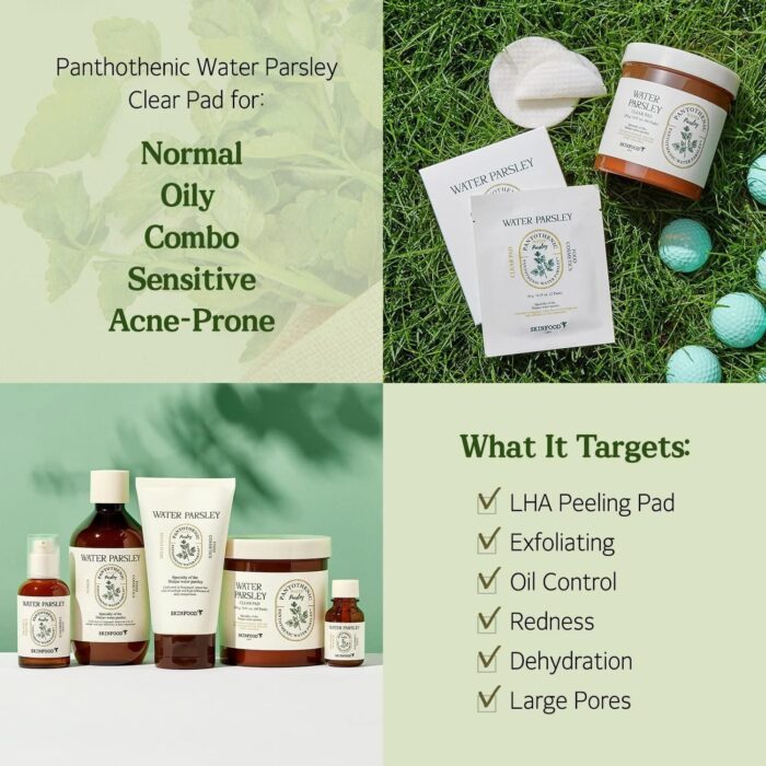 SKINFOOD Pantothenic Water Parsley Clear Pad 250ml 60Pads - EmpressKorea