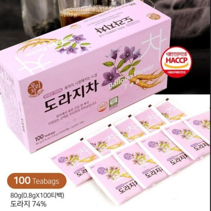 SONGWON Korean Balloon Flower Tea 100 Tea Bags Large Capacity Tea Good for Throat and Cough Korean Tea - EmpressKorea