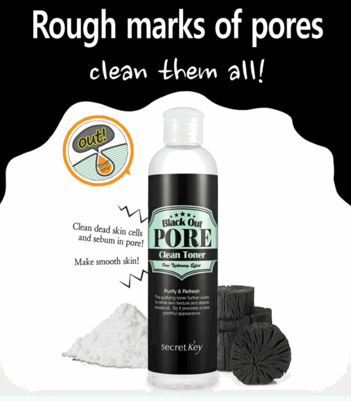 Secret Key Black Out Pore Clean Toner 250ml - EmpressKorea