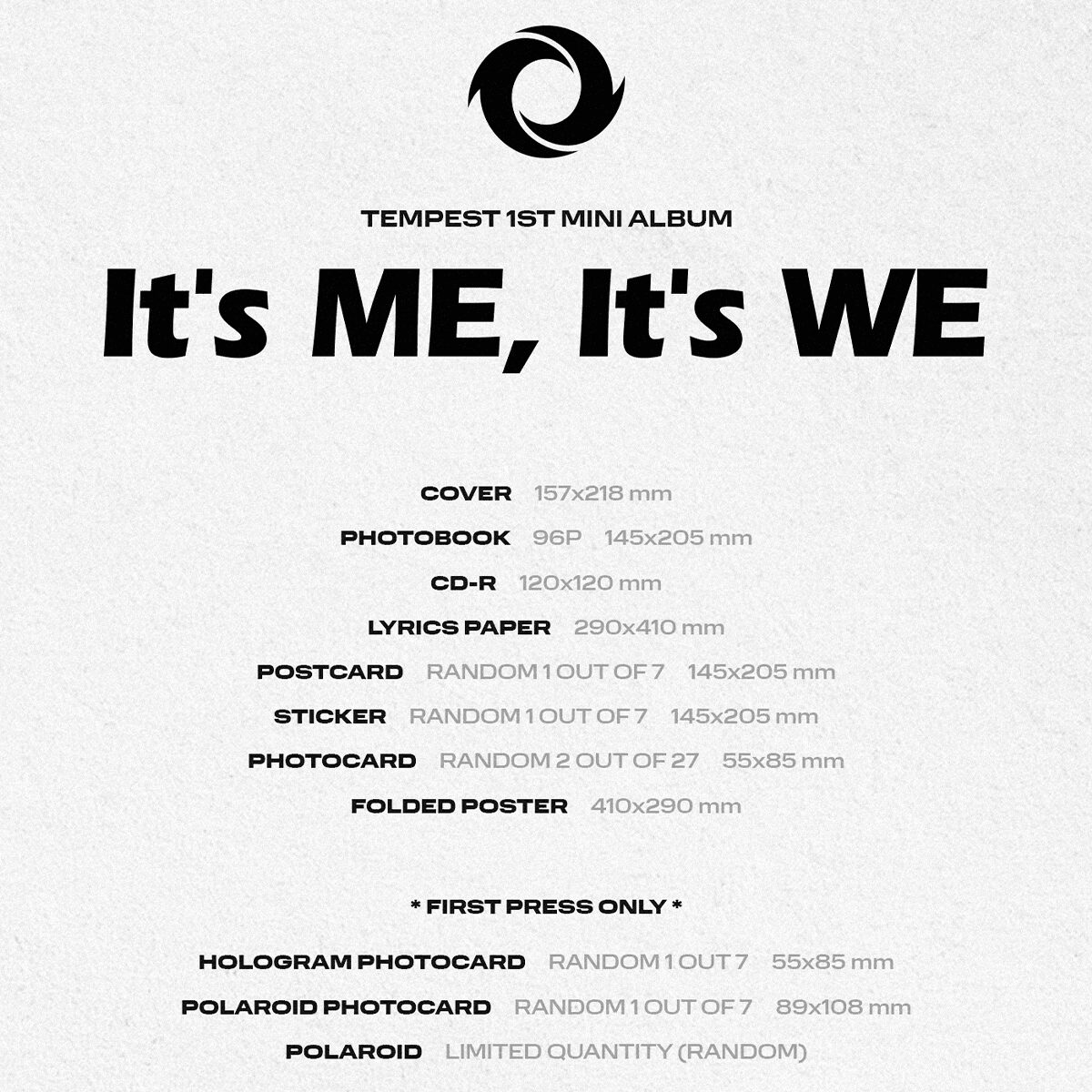 TEMPEST - 1st Mini Album: Its ME Its WE - EmpressKorea