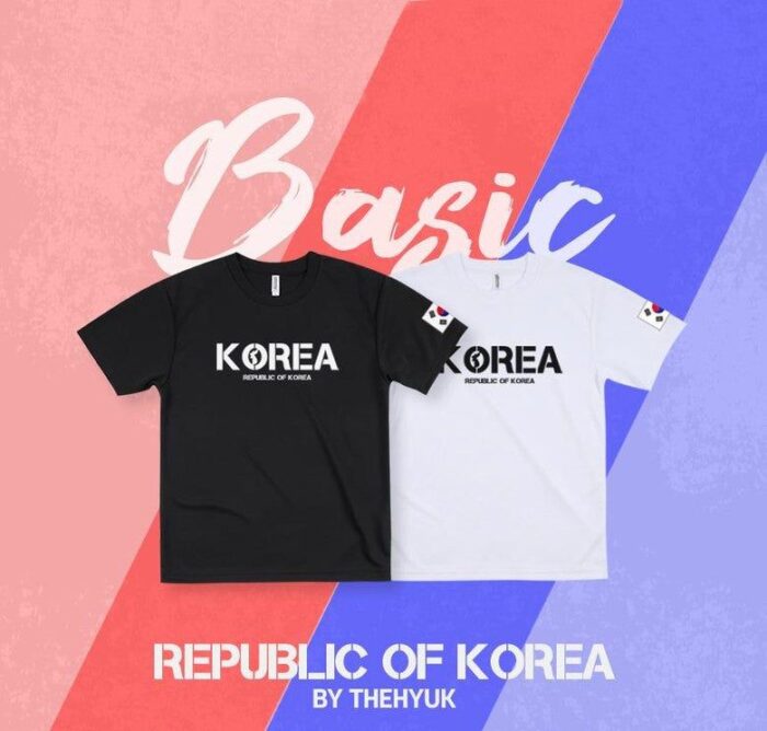 The Hyuk 2023 NEW Unisex Korea functional Coolon Short Sleeve T-Shirt 4 Types KOREA Collection [A] Korean Peninsula Lettering Coolon T-Shirt - EmpressKorea
