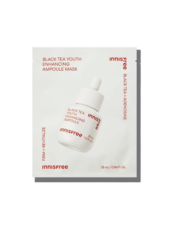 innisfree Black Tea Youth Enhancing Ampoule Mask  28mL × 5 Sheets - Image 2