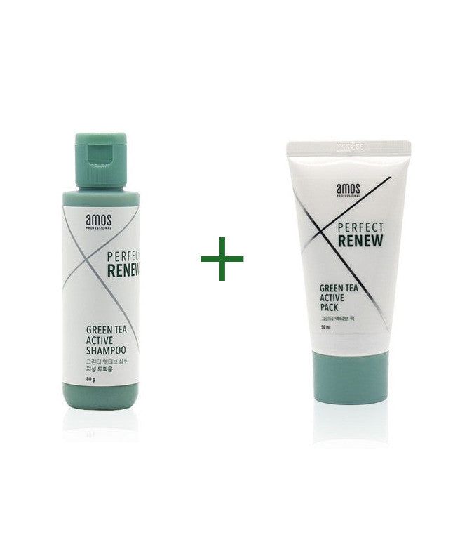 amos  Green Tea Active Shampoo For Oily Scalp 80g+Green Tea Active Pack 50ml - EmpressKorea