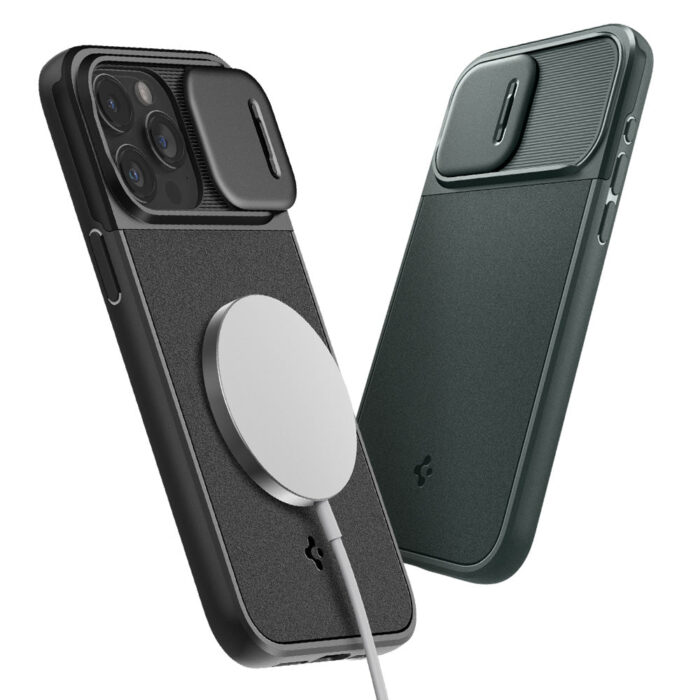 spigen iPhone 15 Pro Optik Armor MagFit - Abyss Green - Image 2