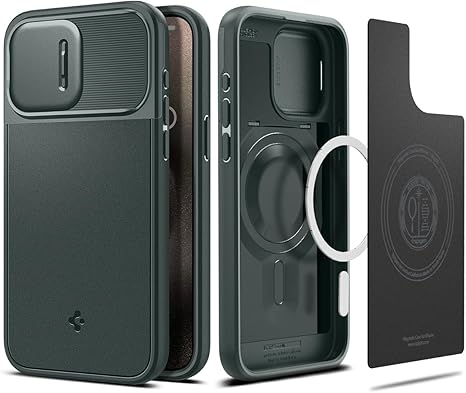 spigen iPhone 15 Pro Optik Armor MagFit - Abyss Green
