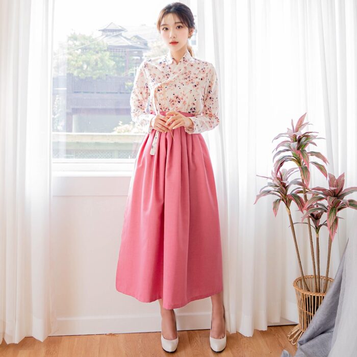 CHU Women's Modern Hanbok Naraehwa Jeogori + Naeun Rose Waist Skirt - Image 6