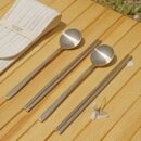 K-Heritage Bangjja Yugi Spoon&Chopstick for 2 + Quilted Spoon Holder