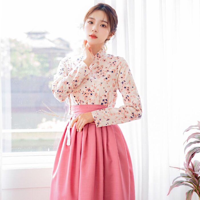 CHU Women's Modern Hanbok Naraehwa Jeogori + Naeun Rose Waist Skirt - Image 5