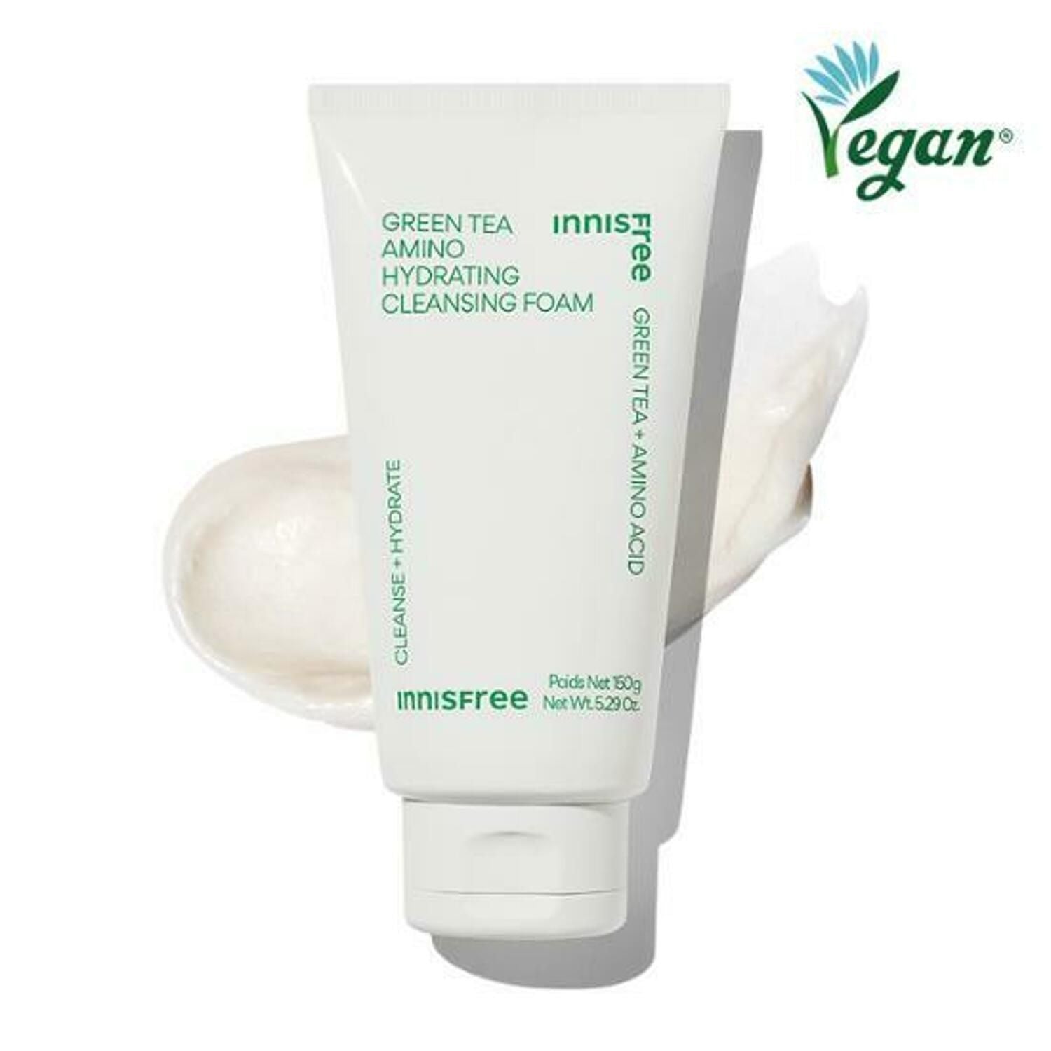 innisfree Green Tea Amino Hydrating Cleansing Foam 150g - EmpressKorea