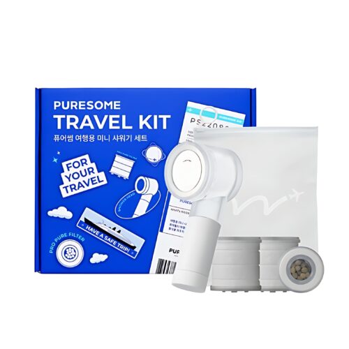 PURESOME Travel Mini Shower Head+Pro Pure Filter 2p+Pouch Set