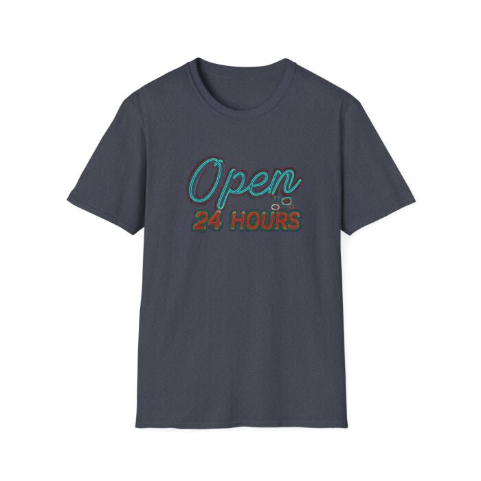 Open 24 Hours Unisex Softstyle T-Shirt - Casual Statement Tee - Image 13