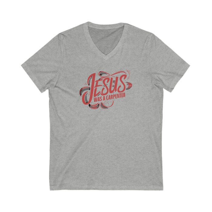 Jesus was a carpenter Unisex Jersey Short Sleeve V-Neck Tee - Image 5
