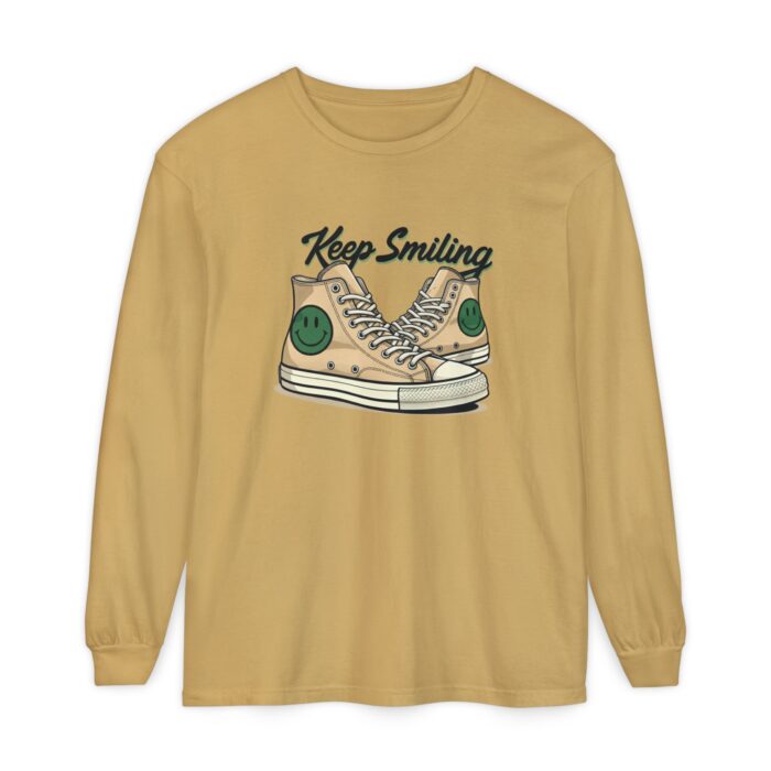 Copy of Keep smiling Unisex Garment-dyed Long Sleeve T-Shirt - Image 9