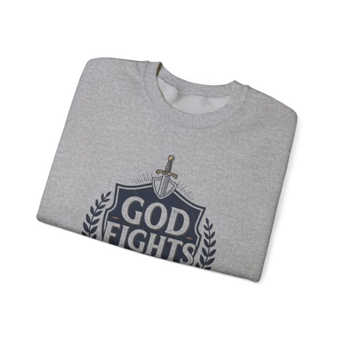 God fights for me Unisex Heavy Blend™ Crewneck Sweatshirt - Image 3