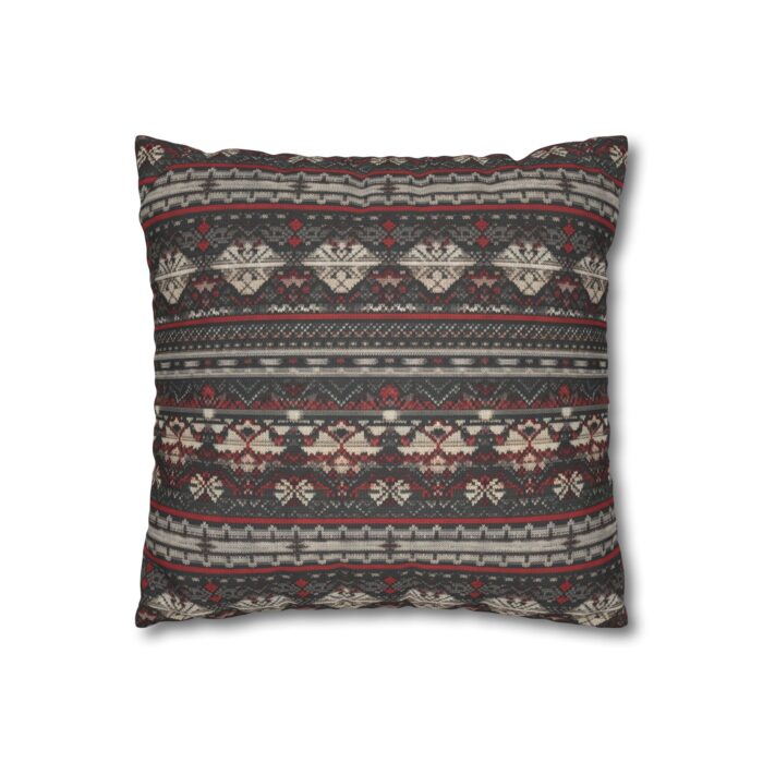 Nordic Knit Pattern Faux Suede Square Pillowcase - Image 3