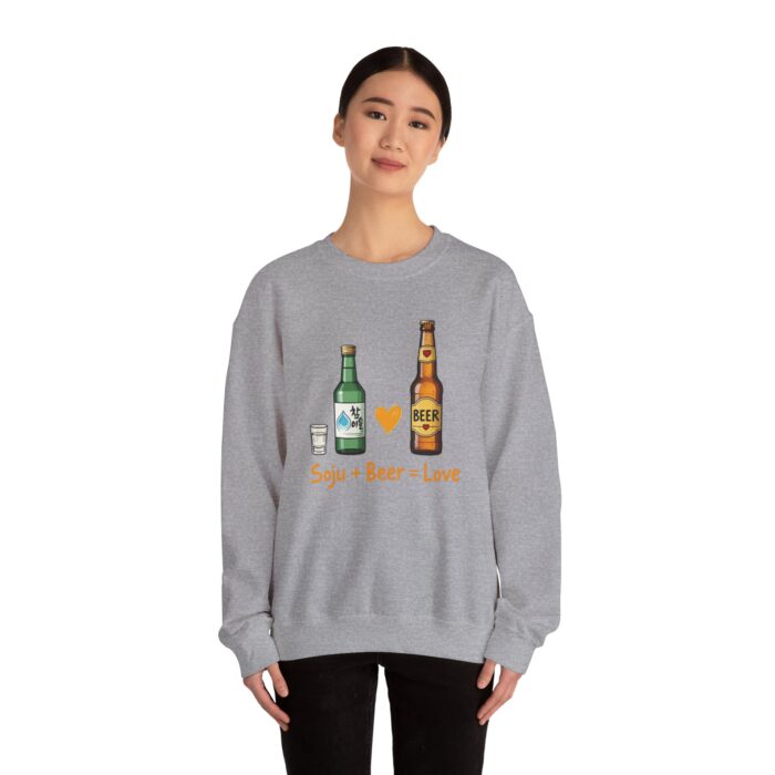 Soju + Beer = Love Unisex Heavy Blend™ Crewneck Sweatshirt - Image 16