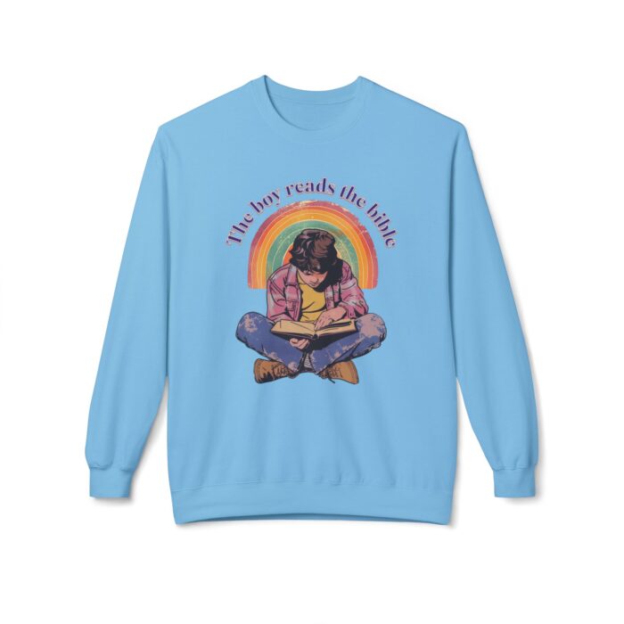 The boy reads the bible Unisex Midweight Softstyle Fleece Crewneck Sweatshirt - Image 17