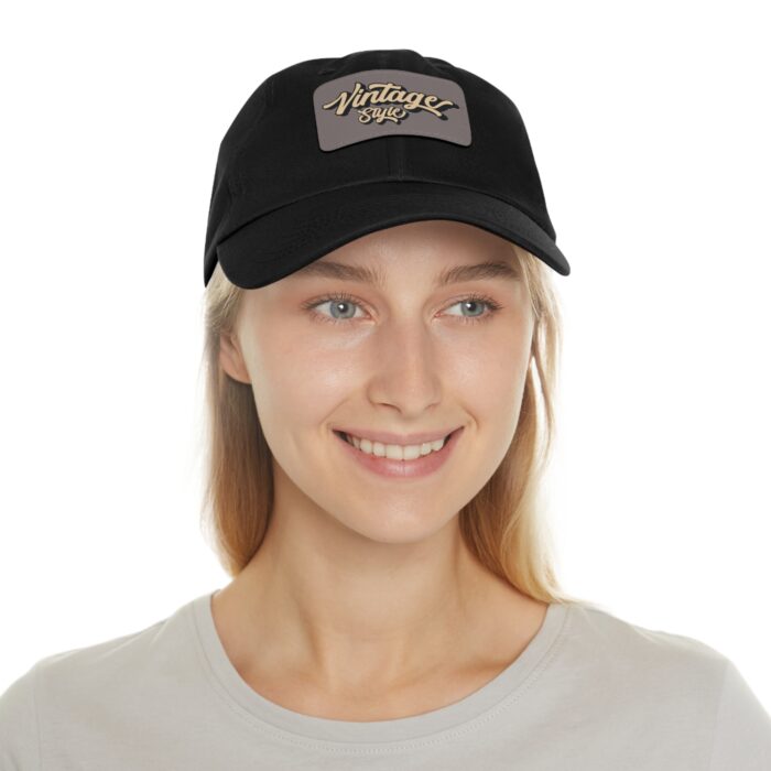 Vintage style Hat with Leather Patch (Rectangle) - Image 4