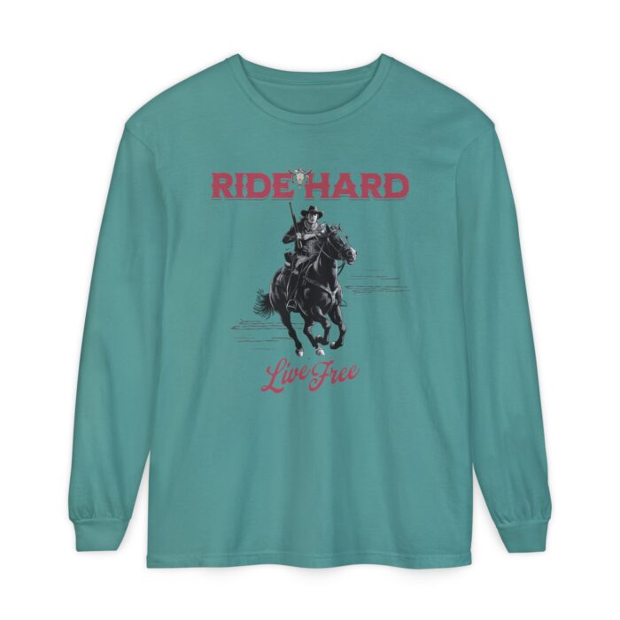 Ride hard Unisex Garment-dyed Long Sleeve T-Shirt - Image 13