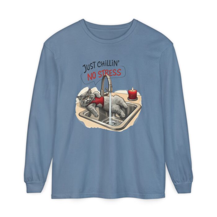 Just chillin' no stress Unisex Garment-dyed Long Sleeve T-Shirt - Image 29