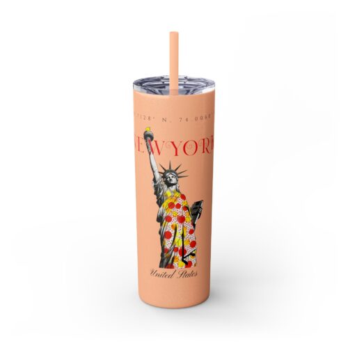 New York Glitter Skinny Tumbler with Straw, 20oz