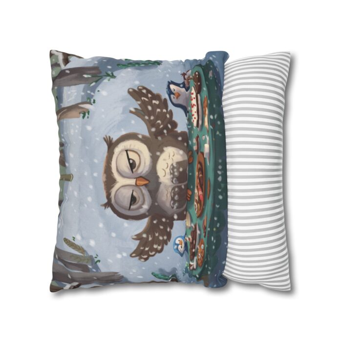 Winter Woodland Feast Spun Polyester Square Pillowcase - Image 12
