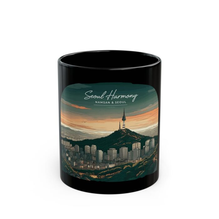 "meta_description": "Seoul Harmony Black Mug: Durable, BPA-free ceramic mug with high-quality print. Perfect for coffee lovers.",