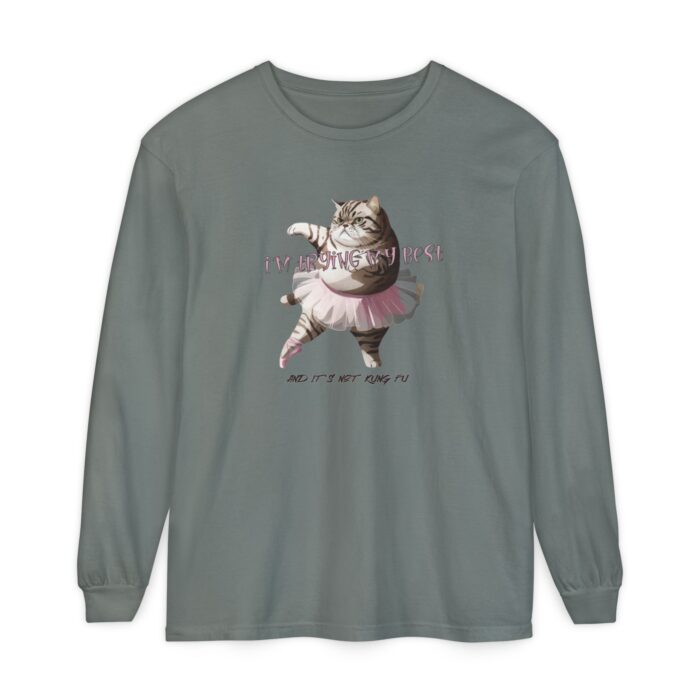 It's not kung fu Unisex Garment-dyed Long Sleeve T-Shirt - Image 5