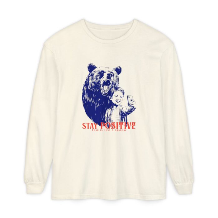 Stay positive Unisex Garment-dyed Long Sleeve T-Shirt - Image 5
