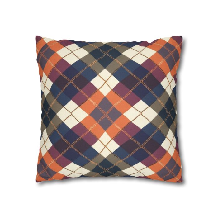 Warm Harvest Argyle Spun Polyester Square Pillowcase - Image 7