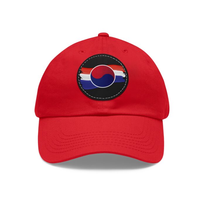 "meta_description": "Discover the Korean Flag Hat with Leather Patch, offering style and comfort with bio-washed chino twill.",