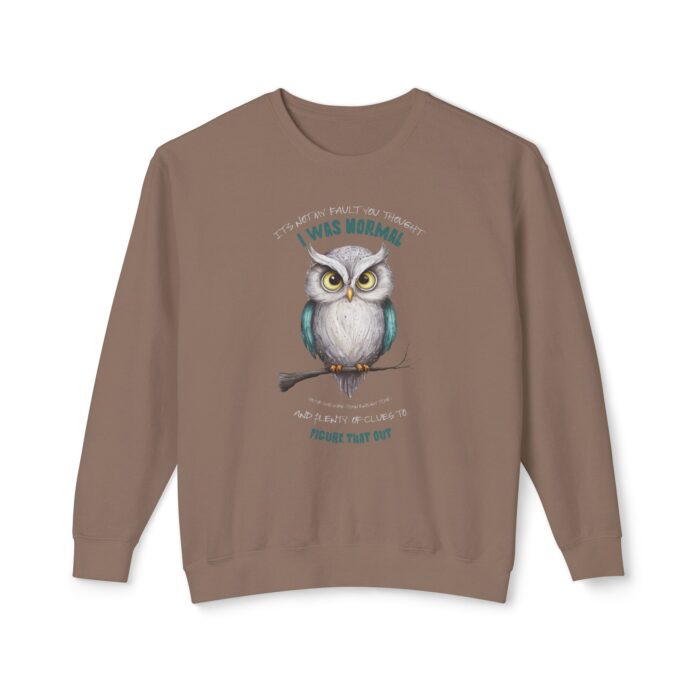 Quirky Owl's Message Unisex Lightweight Crewneck Sweatshirt - Image 5