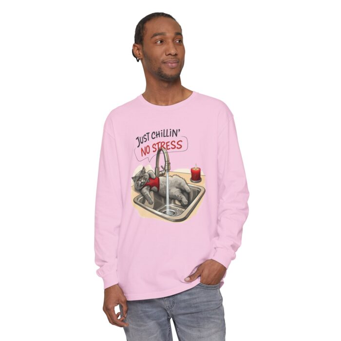 Just chillin' no stress Unisex Garment-dyed Long Sleeve T-Shirt - Image 39