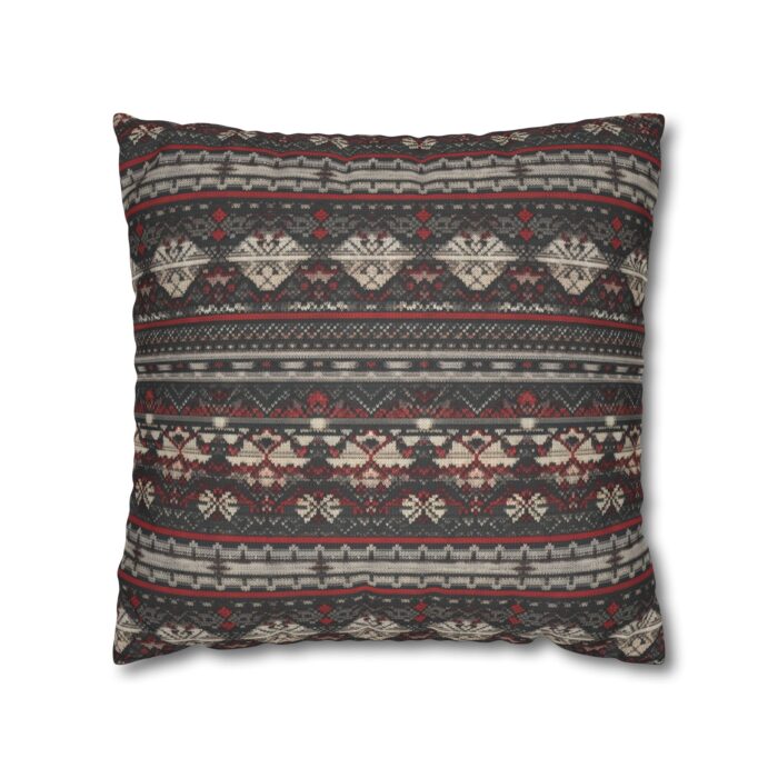 Nordic Knit Pattern Faux Suede Square Pillowcase - Image 9