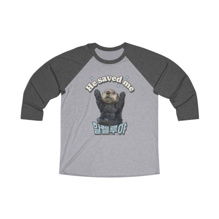 He saved me Unisex Tri-Blend 34 Raglan Tee - Image 3