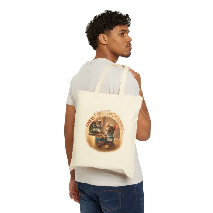 Life is sweeter with friends Cotton Canvas Tote Bag - Image 3