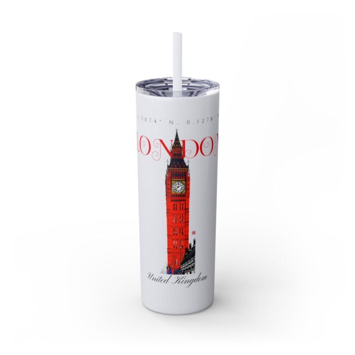 London Glitter Skinny Tumbler with Straw, 20oz - Image 5