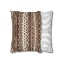 Warm Nordic Knit  Faux Suede Square Pillowcase