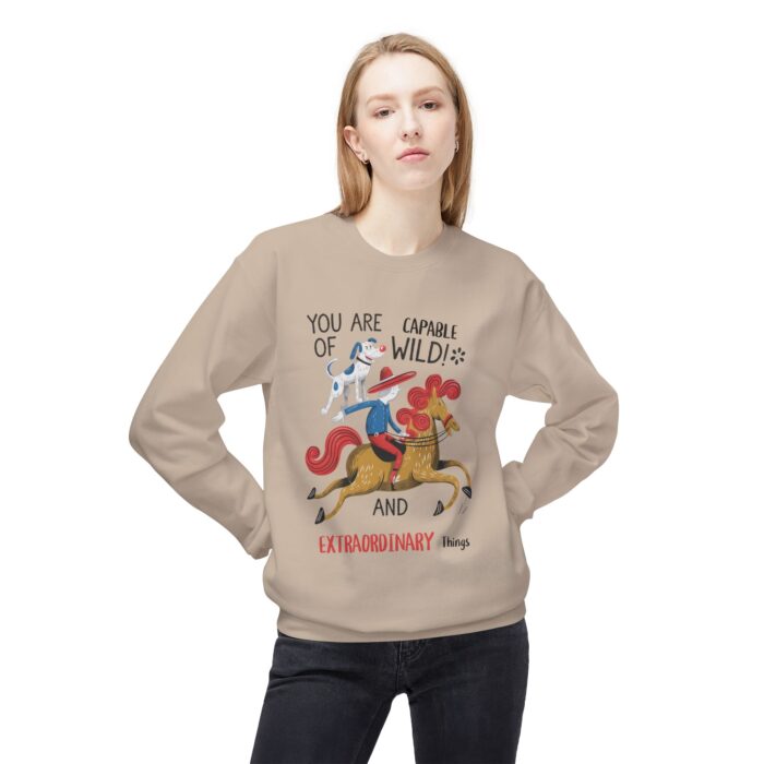 You are capable of wild and extraordinary things. Unisex Midweight Softstyle Fleece Crewneck Sweatshirt - Image 7